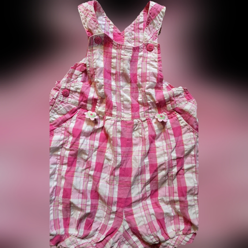 Y2K Pink Plaid Romper, Size 18 Months